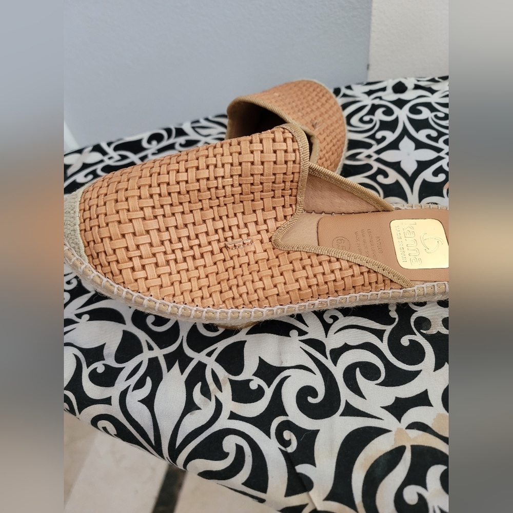 Kanna leather camel tone espadrill slide mules